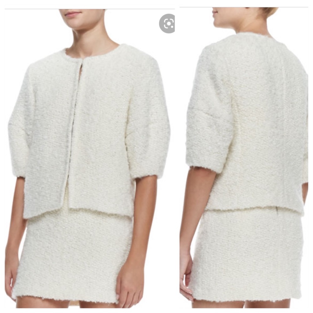 Alice + Olivia Dani Cropped Cream Jacket Sz M